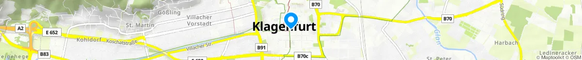 Kartendarstellung des Standorts für Apotheke vorm Lindwurm in 9020 Klagenfurt